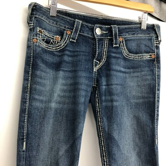 True Religion Vintage Wash Y2K low rise boot cut blue jeans 27 - Picture 14 of 16